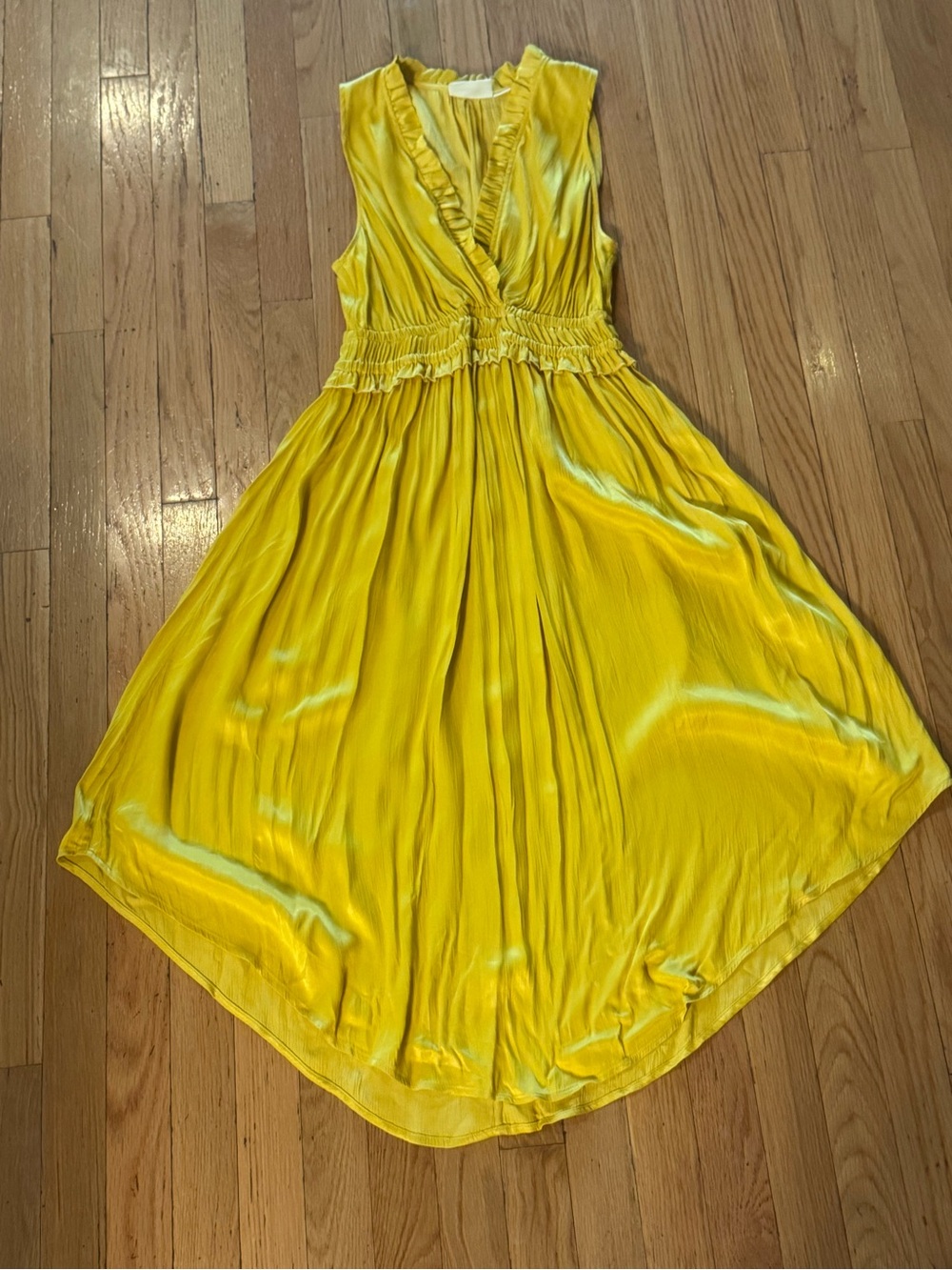 Anthropologie Maeve La Habana Dress M Yellow Ruffle Sleeveless Euro Summer Boho - Picture 9 of 11